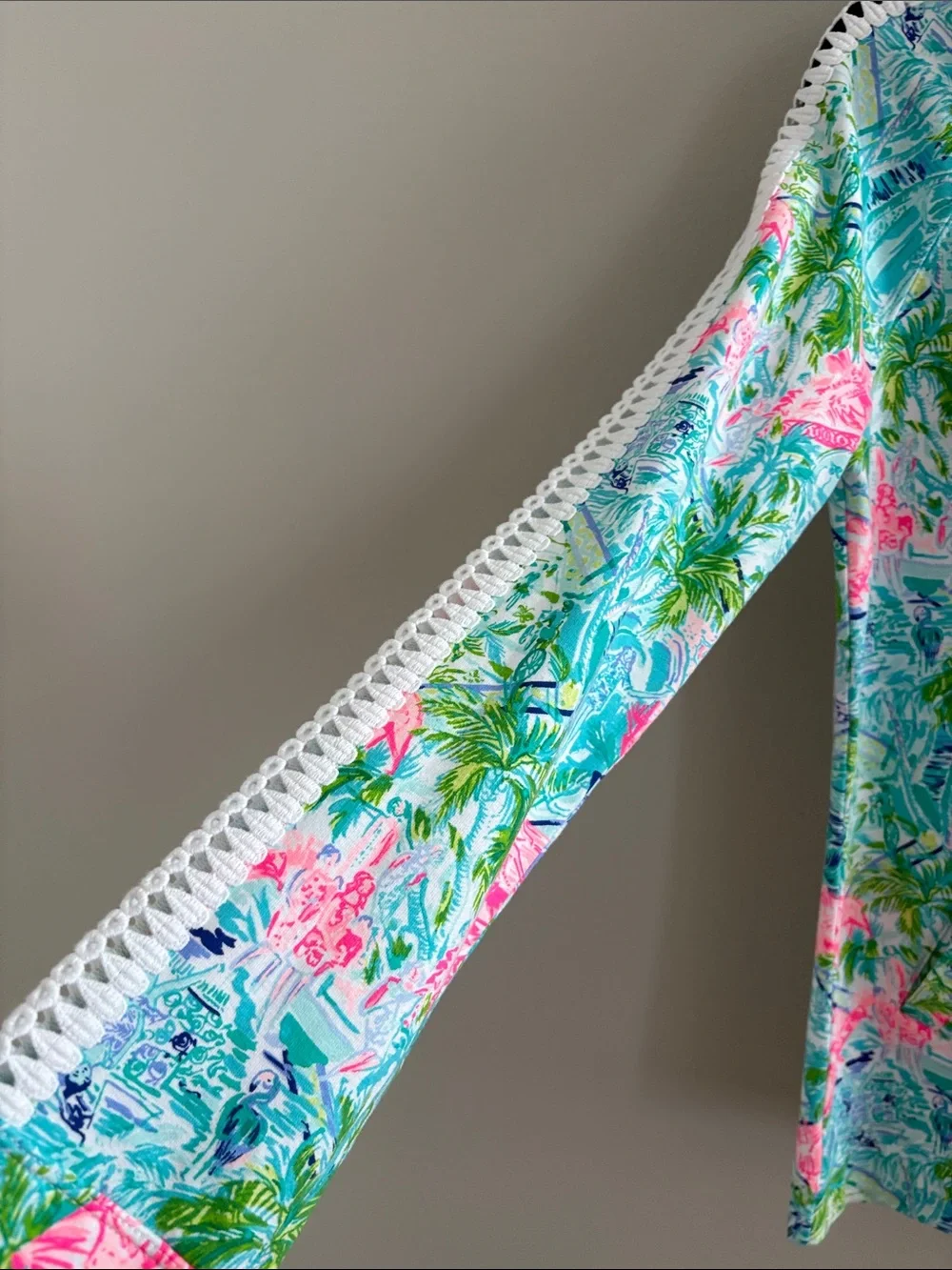 Lilly Pulitzer Teal and Pink Floral Half-Zip Pullover - Picture 5 of 12